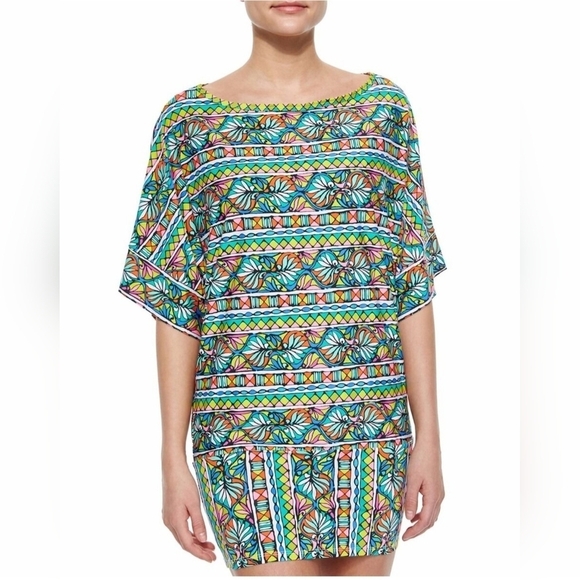 Trina Turk Swimsuit Coverup, poolside, Beachwear, tropical, colorful Size xs - Picture 1 of 11
